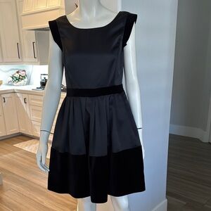 Halston Hertiage - Black Satin and Velvet Dress Elegant Black Sleeveless Dress